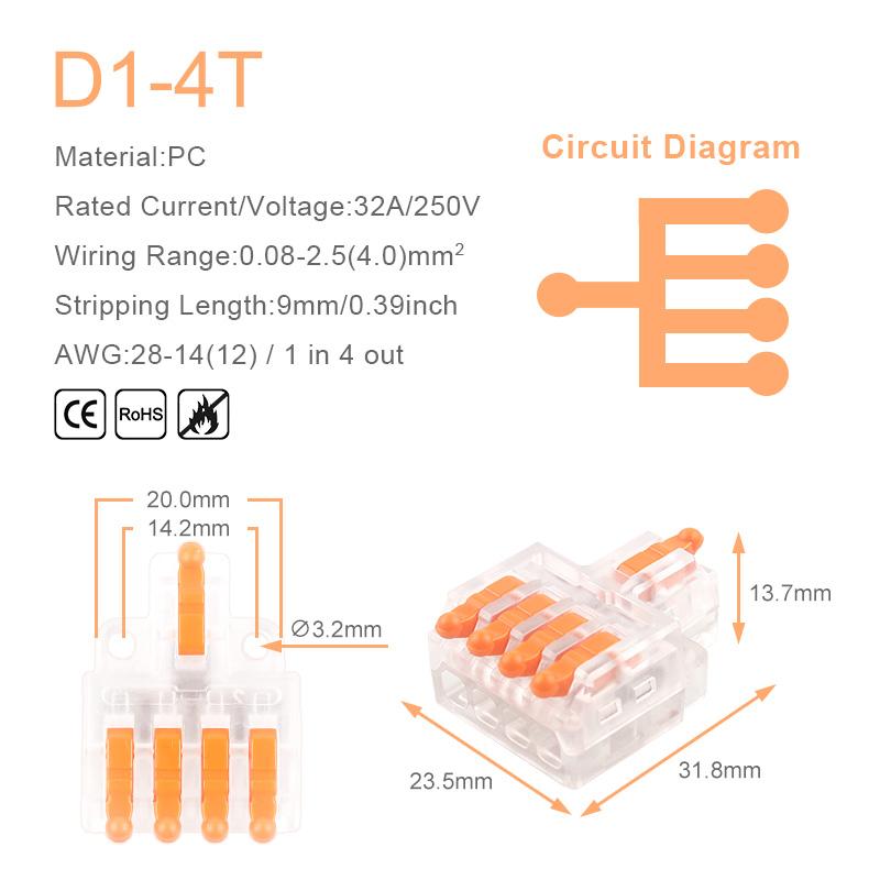 5/10PCS Mini Fast Compact Splicing Conductor Connector 1 In Multiple Out Splitter Splicing Terminal Block M3 Screw Fixing Hole