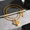 Fashion Hip Hop Full zircon Elephant Pendant Necklace, Gold Color Alloy Stainless Steel Chain Necklace,Rock Punk Jewelry for Men