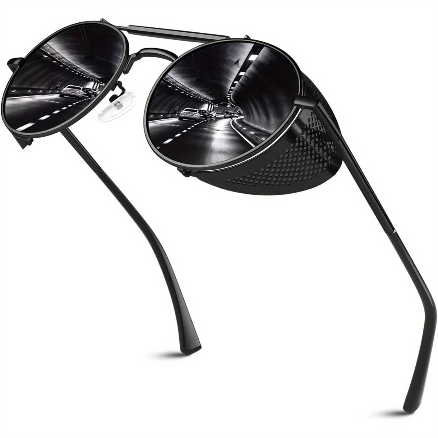 

Ретро круглі стімпанк сонцезахисні окуляри для чоловіків і жінок з бічними щитками, готичні вінтажні металеві оправи, неполяризовані сонцезахисні окуляри