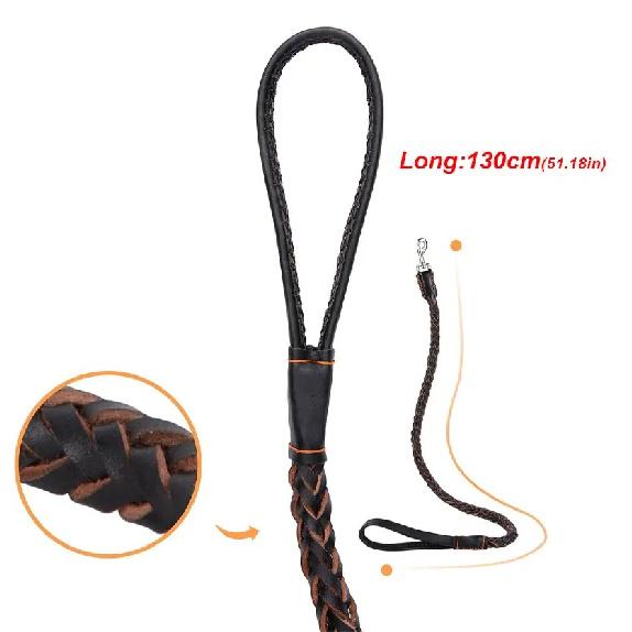 Heavy and Duty Large Dog Leash Genuine Leather Braided Dog Training Leash for Shepherd Medium Large Dogs Pet Supplies