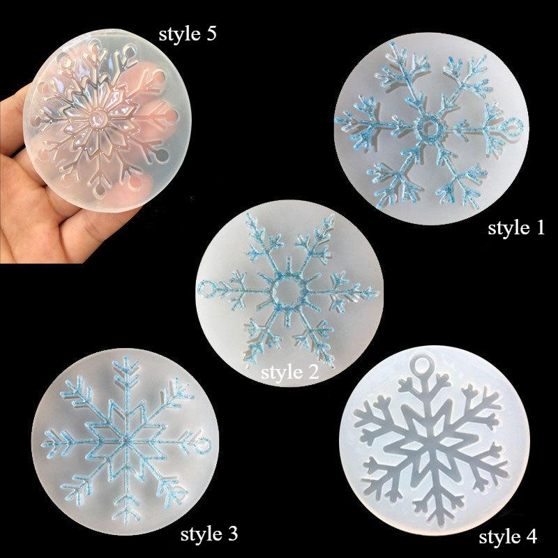5types Snowflake Shape Resin Mold Epoxy Silicone Mold DIY Jewelry Making Crafting Tools