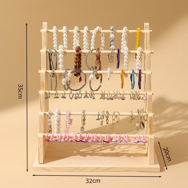Suporte de Exibição de Rack de Armazenamento de Tiara de Madeira 2 Camadas Uso Doméstico Acessórios de Cabelo Joias Exibidor de Tiara Armazenamento de Joias