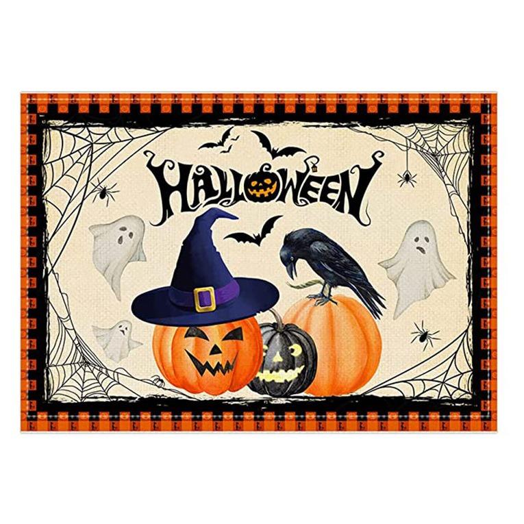 Halloween Print Placemats Placemat Washable Rectangular Dining Table Mats for Indoor Gatherings Seasonal Table Decor