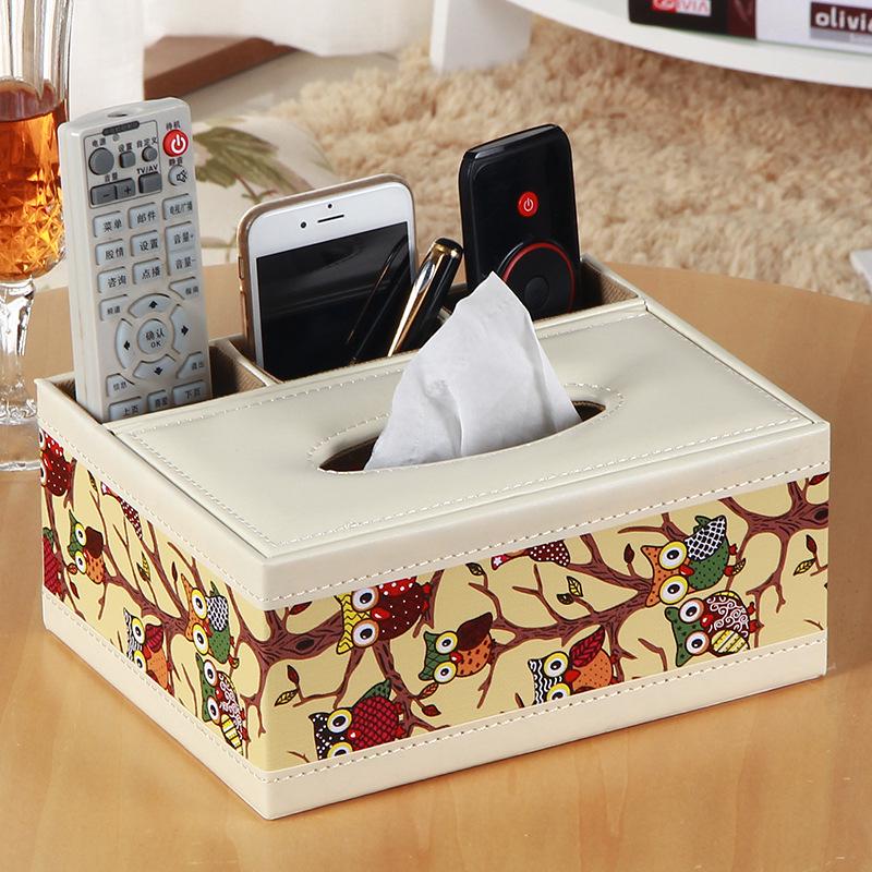 Hotel PU Leather Tissue Box & Remote Holder - European Style Multifunctional Organizer