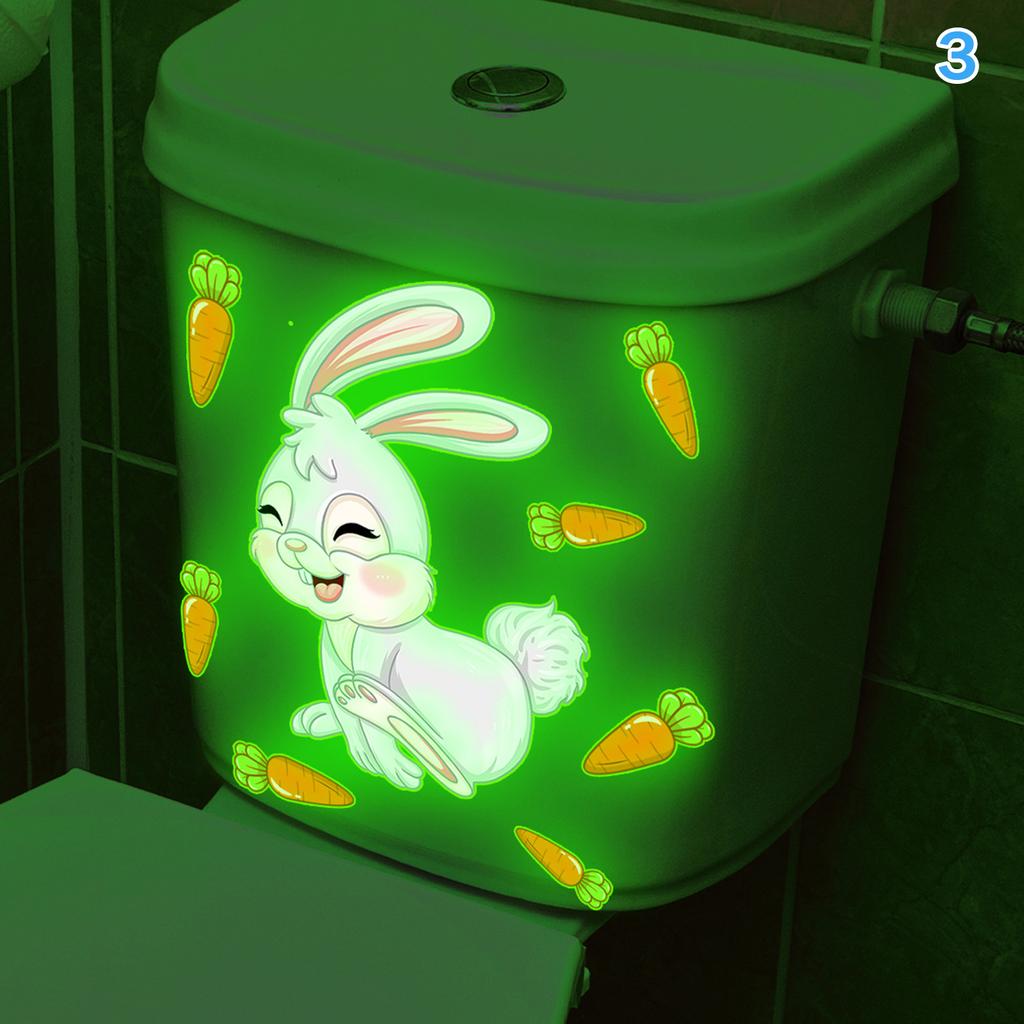 Luminous Dolphin Panda Rabbit Animal Flower Toilet Sticker Self-Adhesive Pvc Bathroom Home Decoration Green Dream Fun Pattern