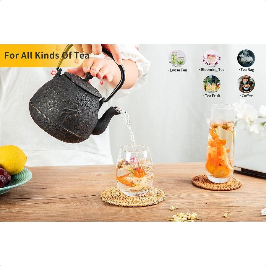 Mini Little Teapot Super Small Cast Iron Teapot for Stove Top PalmSized Japanese Stovetop Safe Tea Kettle with Infuser for 11 O