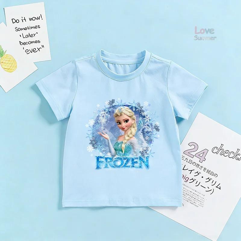 

Frozen Elsa Princess Ariel Rapunzel Girls Summer Short Sleeve Little Girls 3-14Years Birthday Kids T Shirt Baby Children Gifts 110