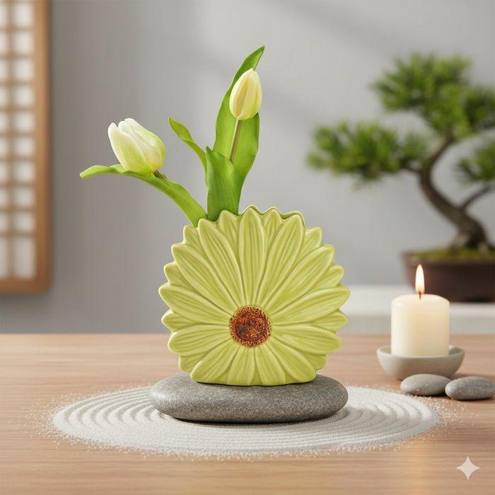 Vase en forme de fleur 17x16x7 cm vert