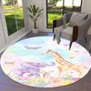 1 Stück Giraffe Elefant Rutschfester Boden Runder Teppich, Büro, Familie, Schlafzimmer, Großer Teppich Innen Teppiche, Lebendige Farben-Z0474