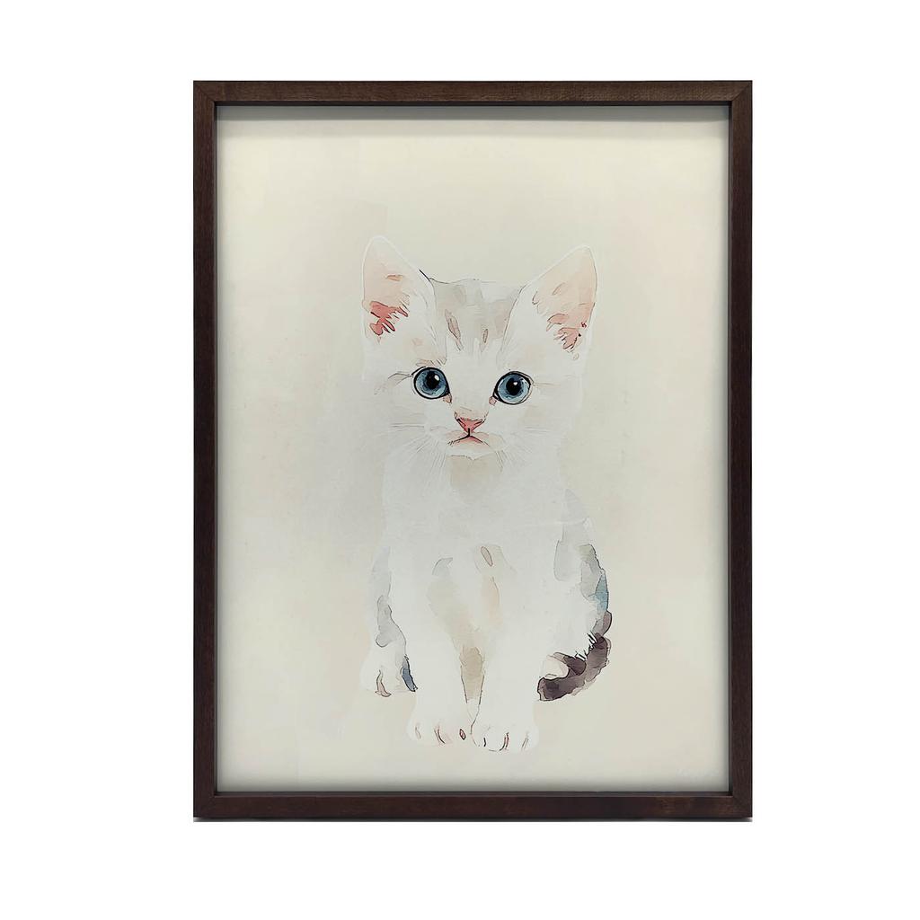 Plakat Kotek Na Beżowym Tle Plakat Kotek Na Beżowym Tle, 70X100 Cm, Rama Aluminiowa Czarna, Papier Matowy 230 Gsm