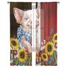 Pig Sunflower Farm Idyllic Barn Sheer Curtains for Living Room Modern Voile Curtain Bedroom Tulle Curtains Window Drapes Decor