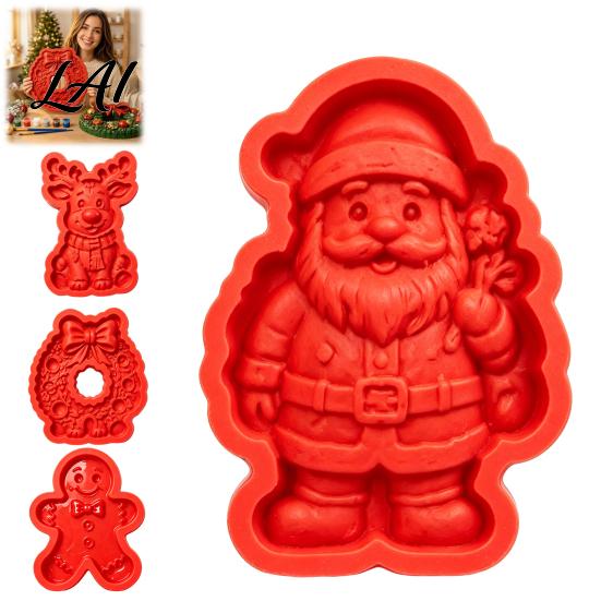 Creative DIY Home Decor Christmas Stepping Stone Mold Silicone Tree Santa Wreath Gingerbread Man Design Artistic Garden Ornament Mold Non