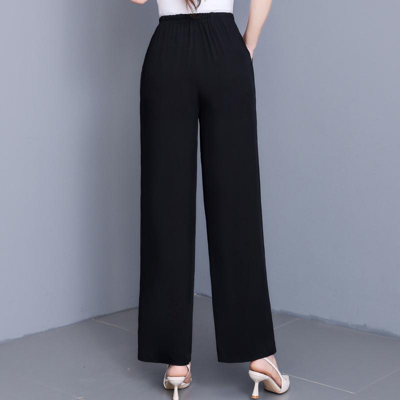 Women's Plus Size Solid Color Straight Leg Pants, Elastic Waist Summer Casual Trousers (XL-5XL)