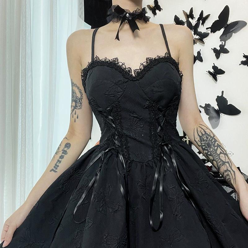Summer Sexy Lace Suspender Skirt Women's Fashion Temperament Jacquard Dress Women