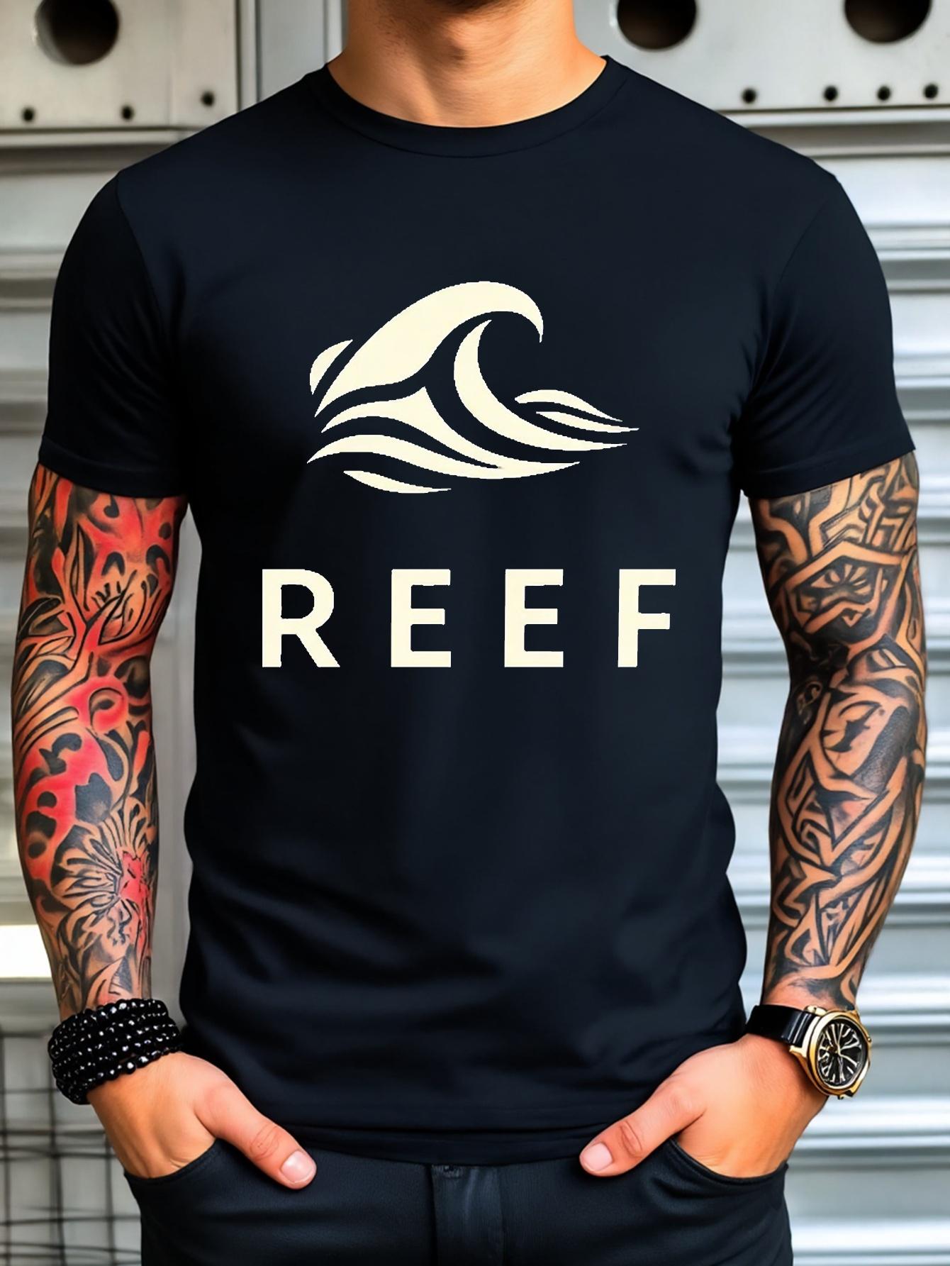 Cotton Blend T-shirt - Summer Casual Sports Tee with  REEF  Print XL