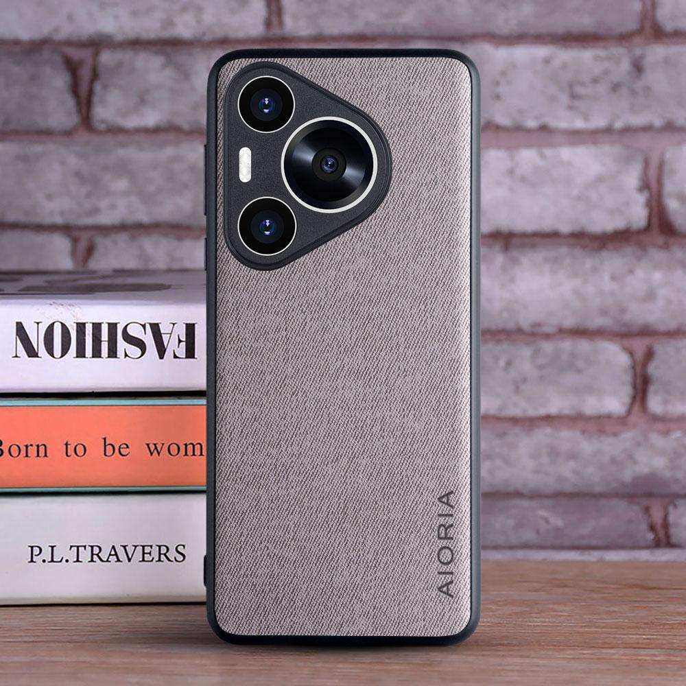 

Case for Huawei Pura 80 70 P60 P50 Ultra pro Textile Leather Fashion Soft TPU Hard PC 3 in1 material for Huawei Pura 80 Case for Pura 80 Ultra светло-серый