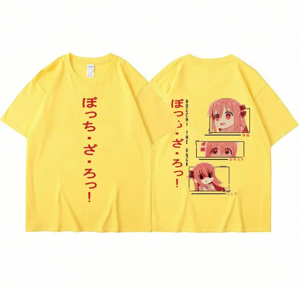 Anime Bocchi The Rock T Shirt Kita Ikuyo Kessoku Band Graphic T Shirts Unisex's Oversized Cotton Fashion Couples T-shirt Streetwear