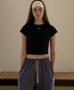 Ingi Active Ribbed Logo Baby Tee Black