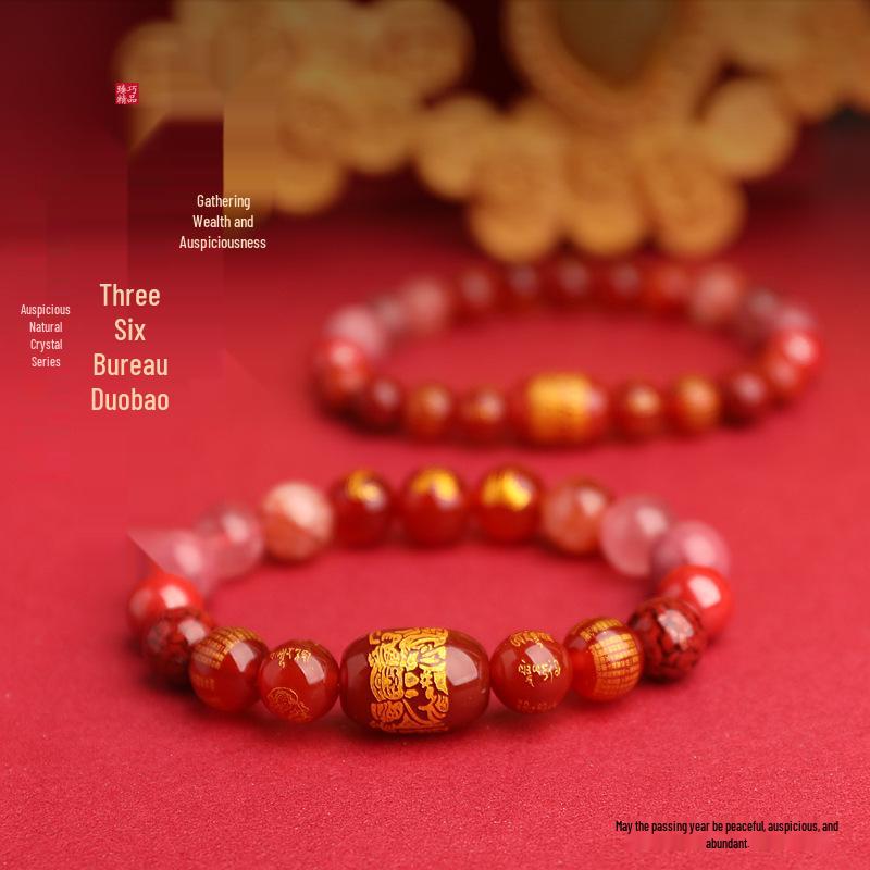 2025 Year of the Snake Crystal Cinnabar Bracelet - Tai Sui, Wealth God & Heart Sutra Charm for Men and Women