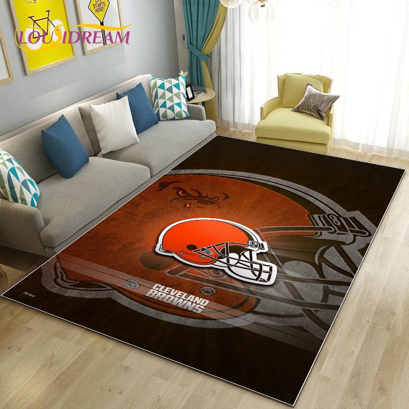 Amerikanisches Footballfeld Rugby Bereichsteppich Groß, Teppich für Wohnzimmer Schlafzimmer Sofa Fußmatte Dekoration, Rutschfeste Bodenmatte 3D