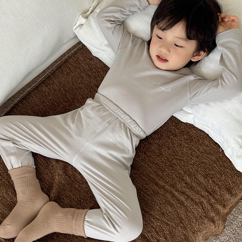 Kids' Lightweight Cotton Underwear Set - Autumn/Winter Pajamas for Elementary Students