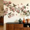 Cherry Blossom Chinese Floral Wall Sticker Cozy Living Room Bedroom Sofa Background Self Adhesive Waterproof Decor