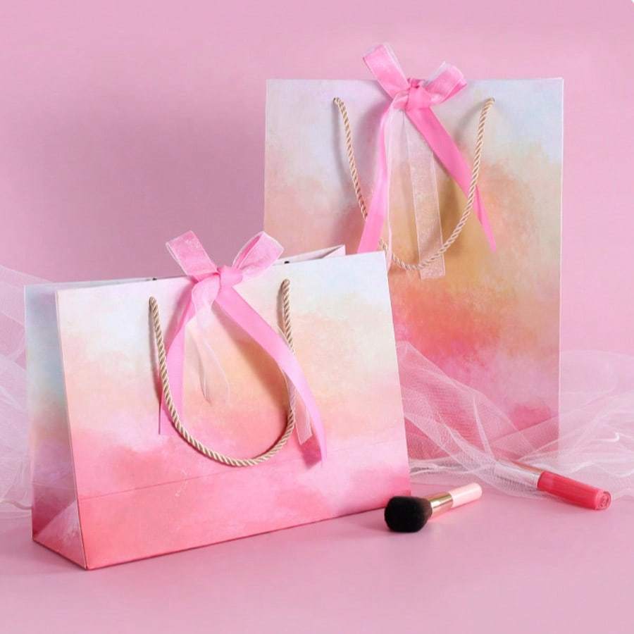 Large Gift Bags, 1PC Gift Bag With Ribbon, Portable Paper Gift Bag With Handles, Birthday Gift Bags, Present Bags For Wedding Party Valentine Day