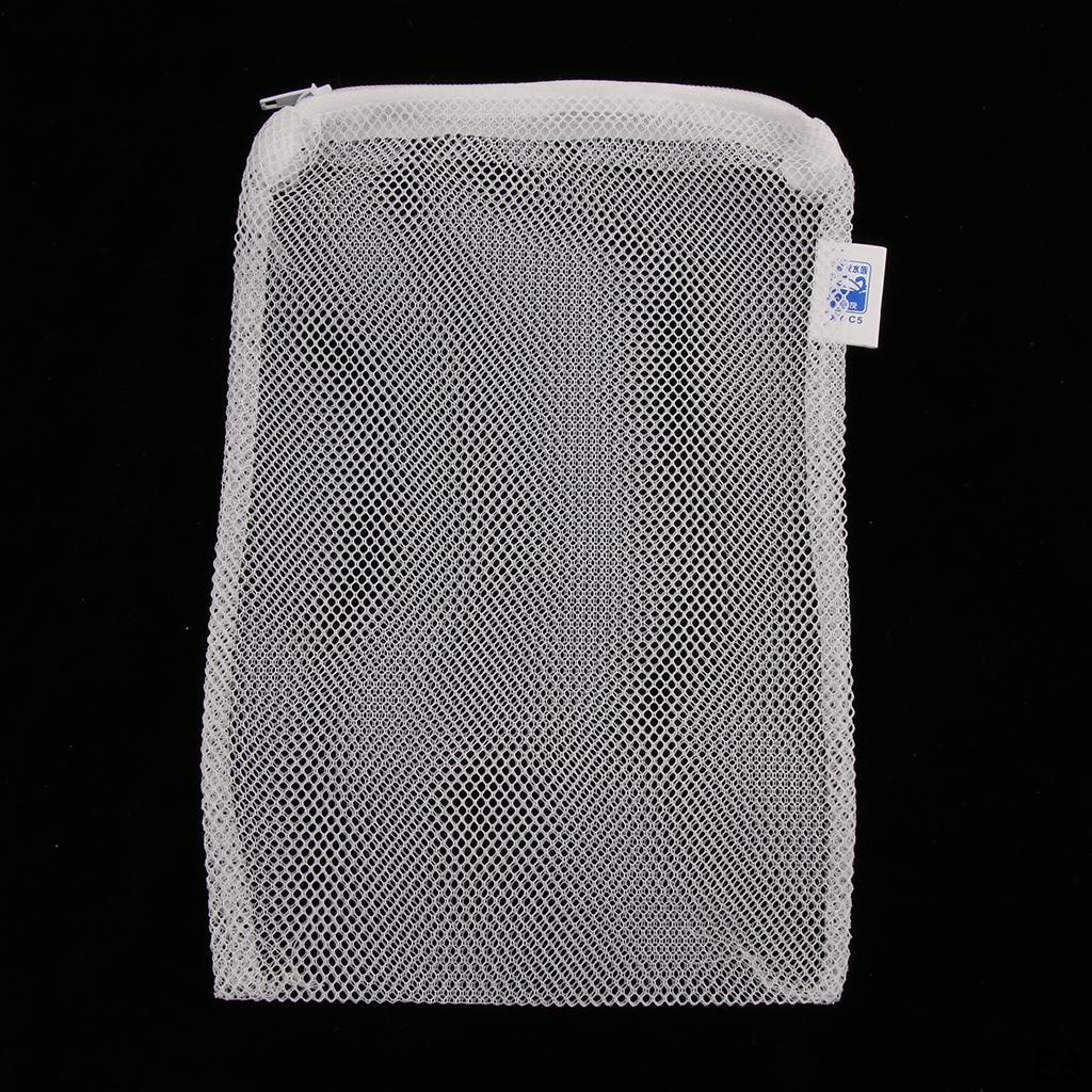 Filter Media Bags, Aquarium Nylon Mesh Bags with Zipper, Fish Tank White Net for Pellet Carbon,