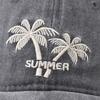 Cotton Coconut Tree Baseball Cap Washed Cartoon Embroidered Baseball Cap Foreign Trade European and American Washed Cap