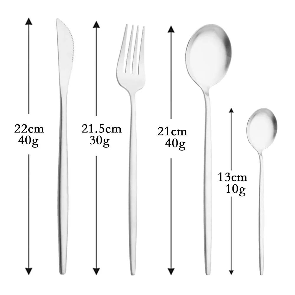 40Pcs Silver Matte Cutlery Set Knife Fork Coffee Spoon Dinnerware Set Stainless Steel Tableware Western Kitchen Flatware Set