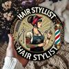 1-Pack Vintage Hair Stylist Sign Retro Barber Pole Tools Metal Tin Sign Wall Decor Home Barbershop