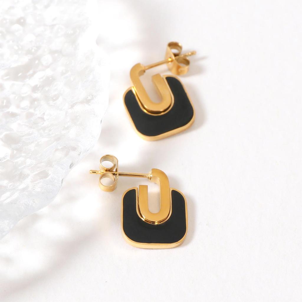 Retro Geometric Drip Oil Earrings: Women's Niche High-End European & American Luxury Studs