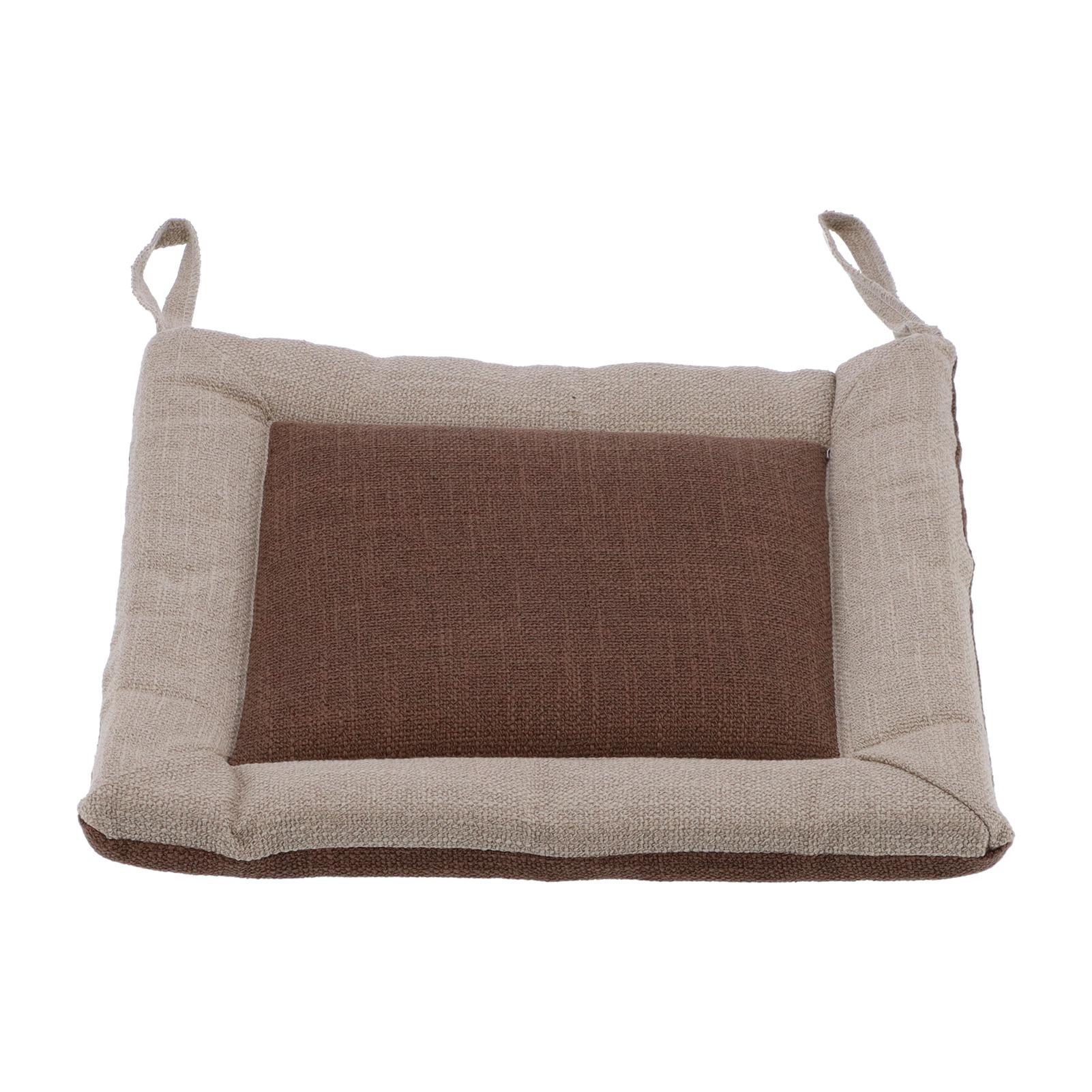 Linen Seat Cushion Coffee Color AntiDeformation MultiLayer Cotton Linen Chair Cushion with Fixable Straps 990₽
