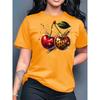Summer  Round Neck Top Fashion Casual Loose Apple Print Simple Versatile T-Shirt Women Clothes