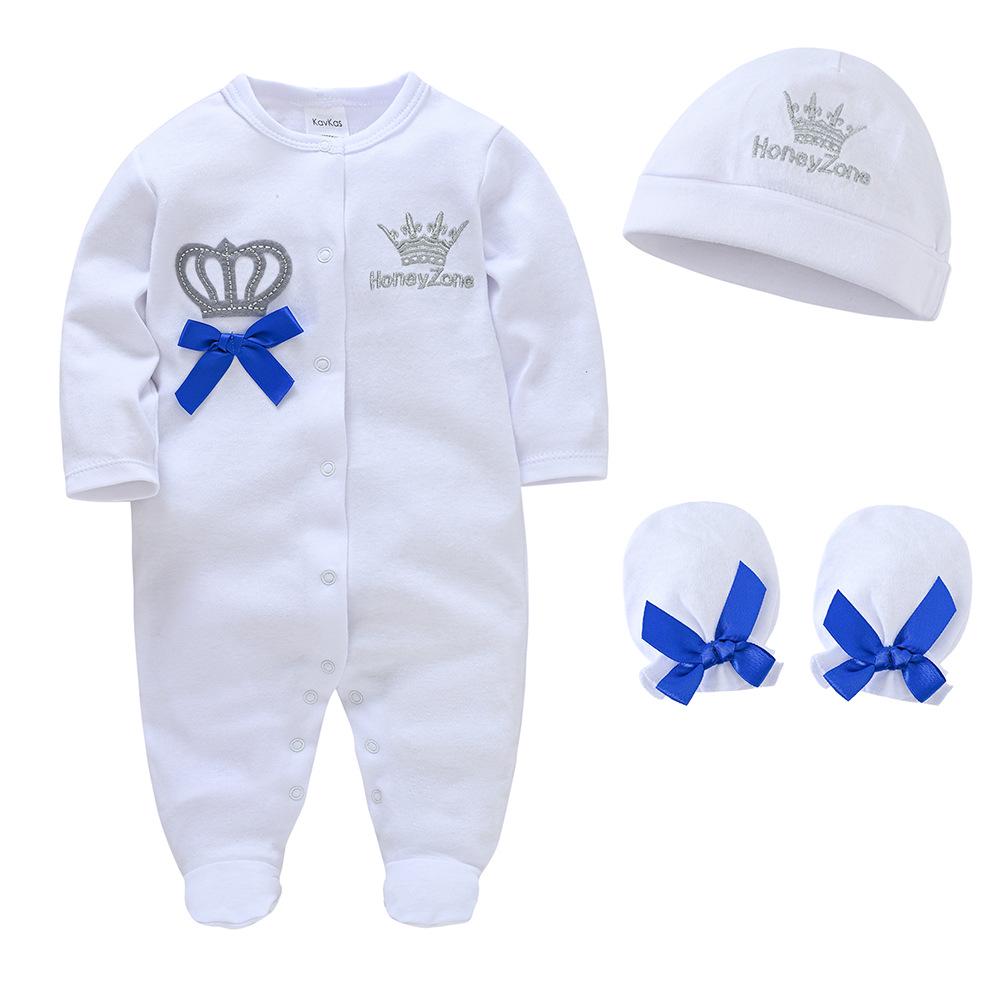 Newborn Baby Boys Long Sleeve 3-Piece Set for Autumn/Winter, 0-1 Year Bodysuit