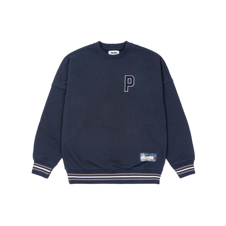 Palace FW21 Drop Shoulder College Crew Sweatshirt With Back Print Unisex sweatshirt Navy P21CS121 L