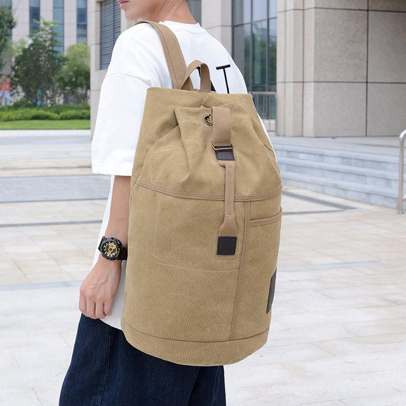 Backpack Men'S Large Capacity Canvas Backpack Working Luggage Bucket Mountaineering Travel Bag Student Backpack School Bag