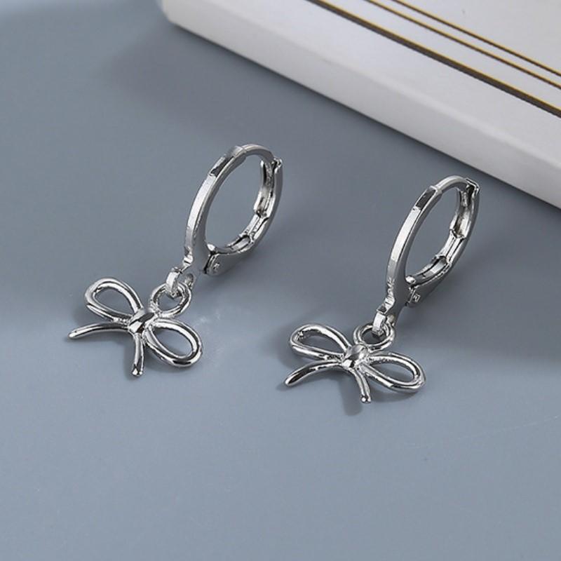 Minimalist Fashion Bowknot Hoop Earrings for Women Cute Sweet New Fashion Girls Earring Jewelry Gifts