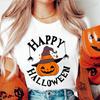 Womens Short Sleeve T Shirt Happy Halloween Pumpkin Graphic Festive Stylish Casual Top Spooky Season Clothes Women Clothing