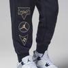 Jordan Casual Sports Suit Digital Print Pullover Long Sleeve Top Versatile Cuffed Pants Kids Suit Black HQ8596-010