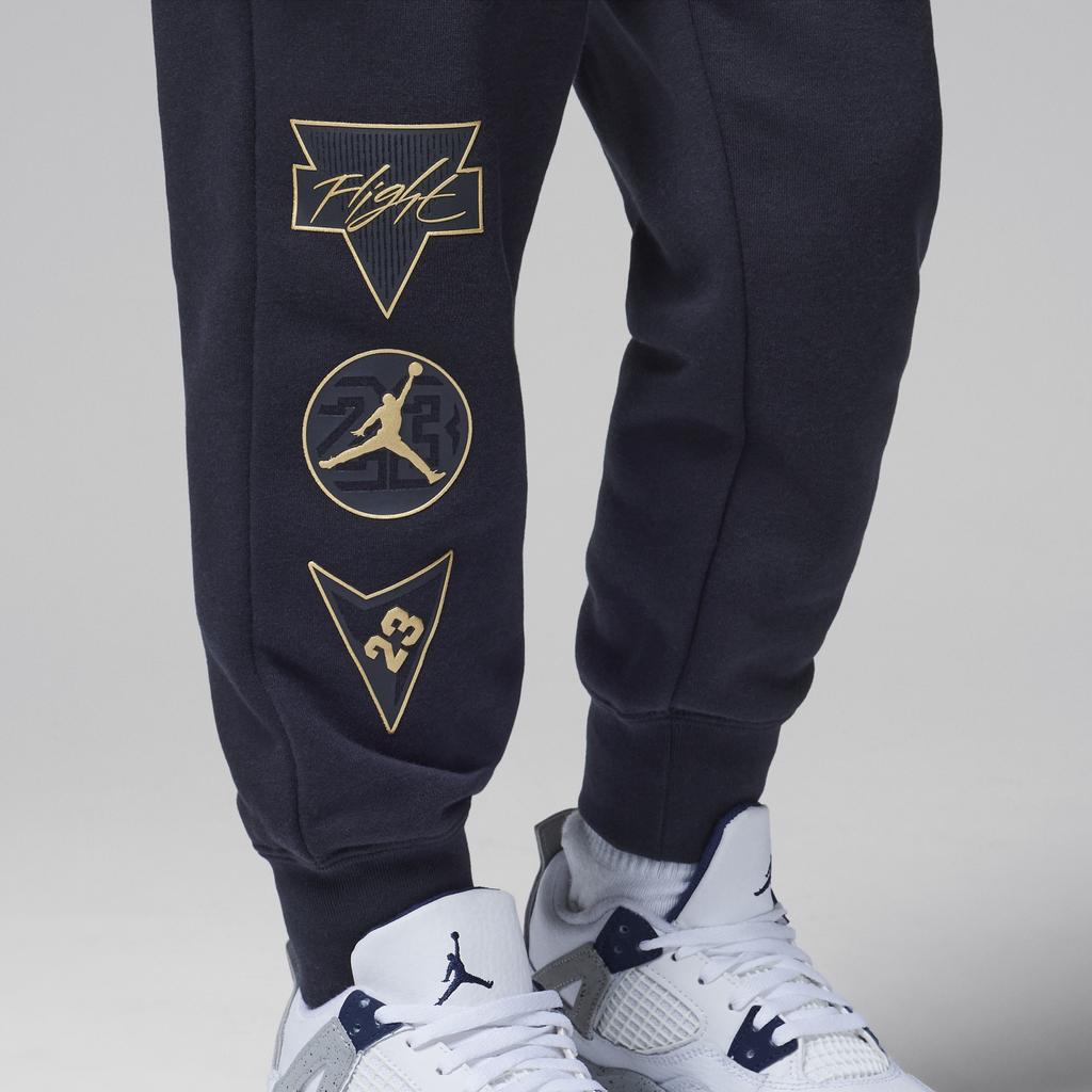 Jordan Casual Sports Suit Digital Print Pullover Long Sleeve Top Versatile Cuffed Pants Kids Suit Black HQ8596-010