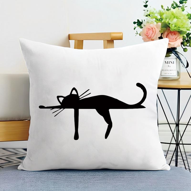

Декоративная наволочка с принтом черного кота для спальни, гостиной, квадратная подушка, наволочка 45x45cm