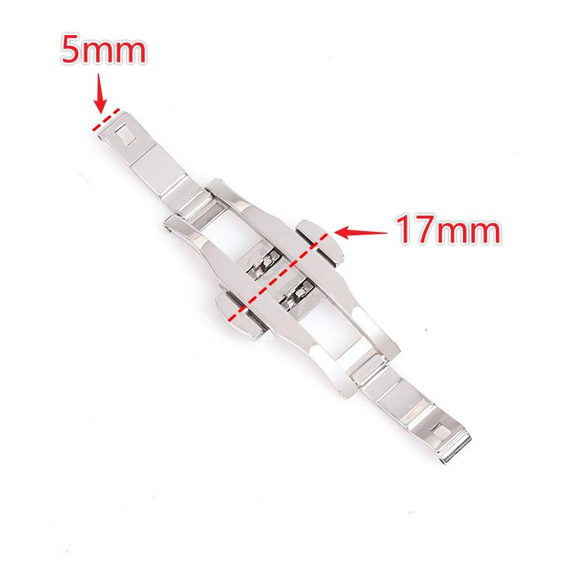Zilveren Dubbele Druk Vlinder Horlogeband Gesp Staal Vouwsluiting Metaal Heren Dames Horloge Knop 4mm 5mm 6mm Horloge Accessoires