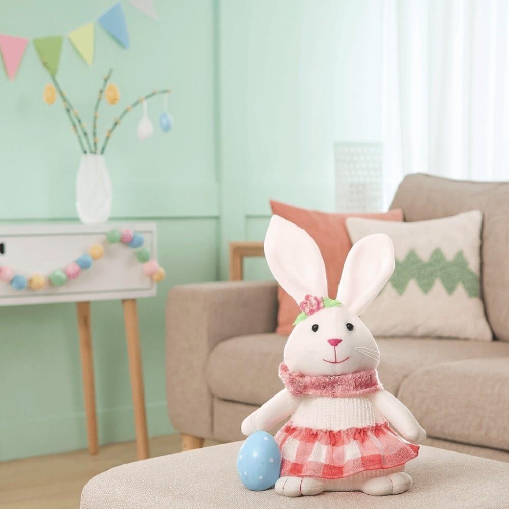 Holding Carrot Easter Rabbit Ornaments Plush Cartoon Rabbit Doll  Festival Decoration