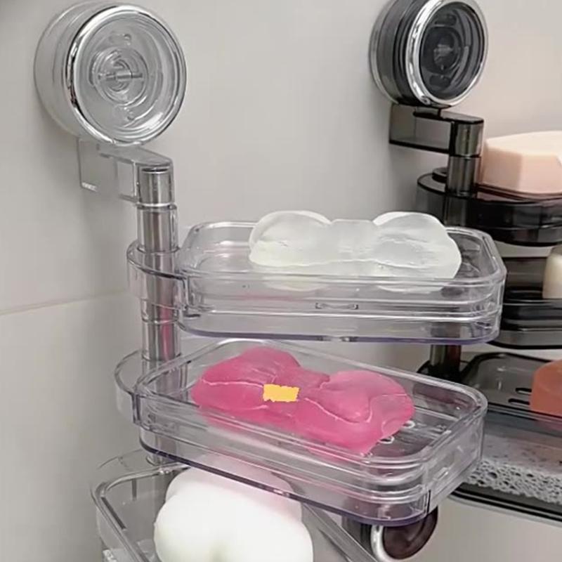 Saugnapf Wandmontierter Seifenhalter Mit Schnelltrocknendem Design Langlebiger Kunststoff Badezimmer-Organizer Für Küche Dusche Spülbecken Arbeitsplatte