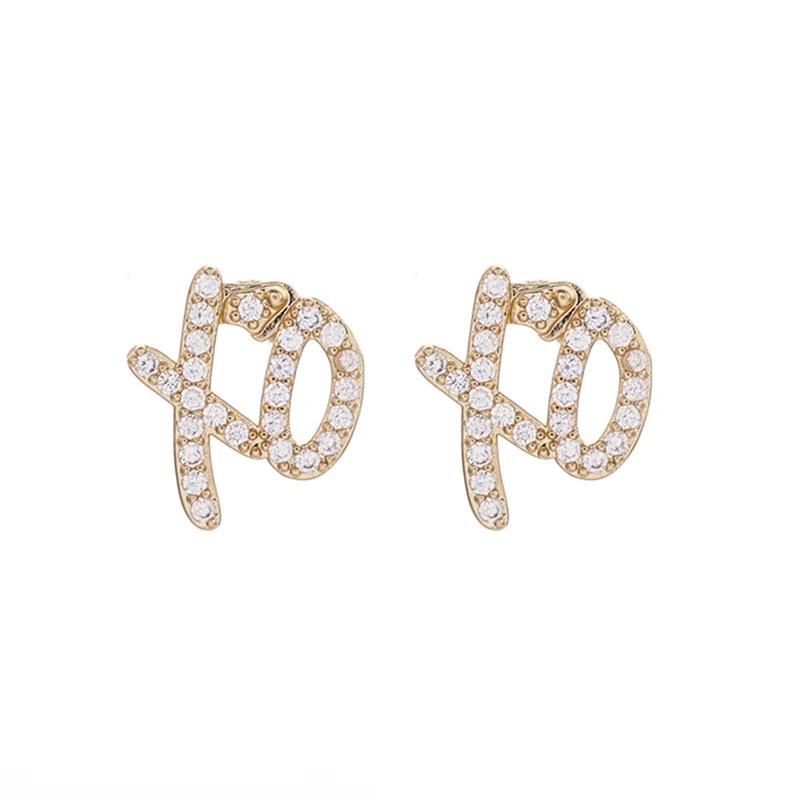 High Quality Hip Hop Cubic Zirconia Xo Letter Pendant Earrings Necklace Set for Men and Women Fashion Trend Jewelry