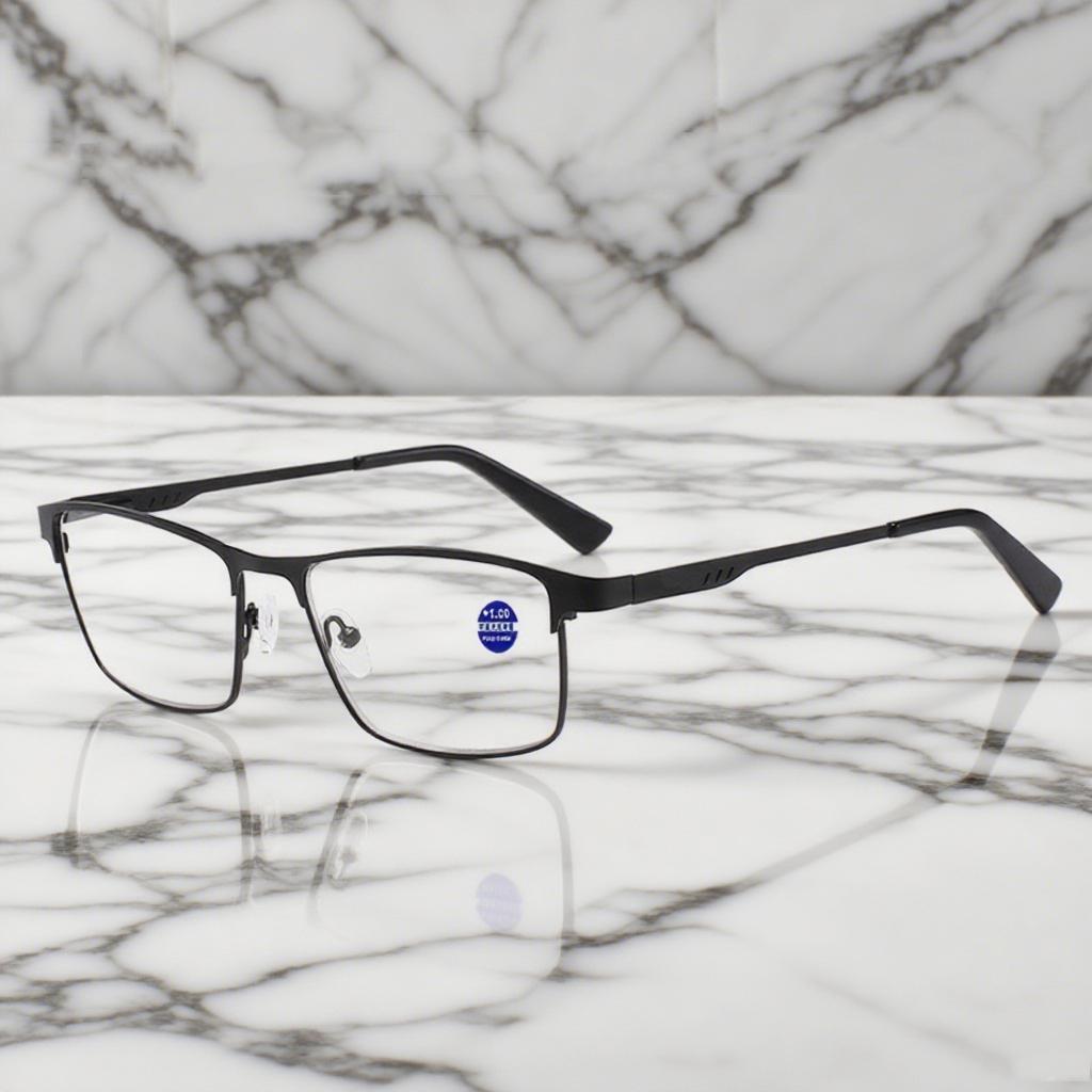 Men Square Metal Large Frame Reading Glasses Frame Men Elderly Presbyopia Glasses Blue Light Blocking Eye Protection Eyeglasses