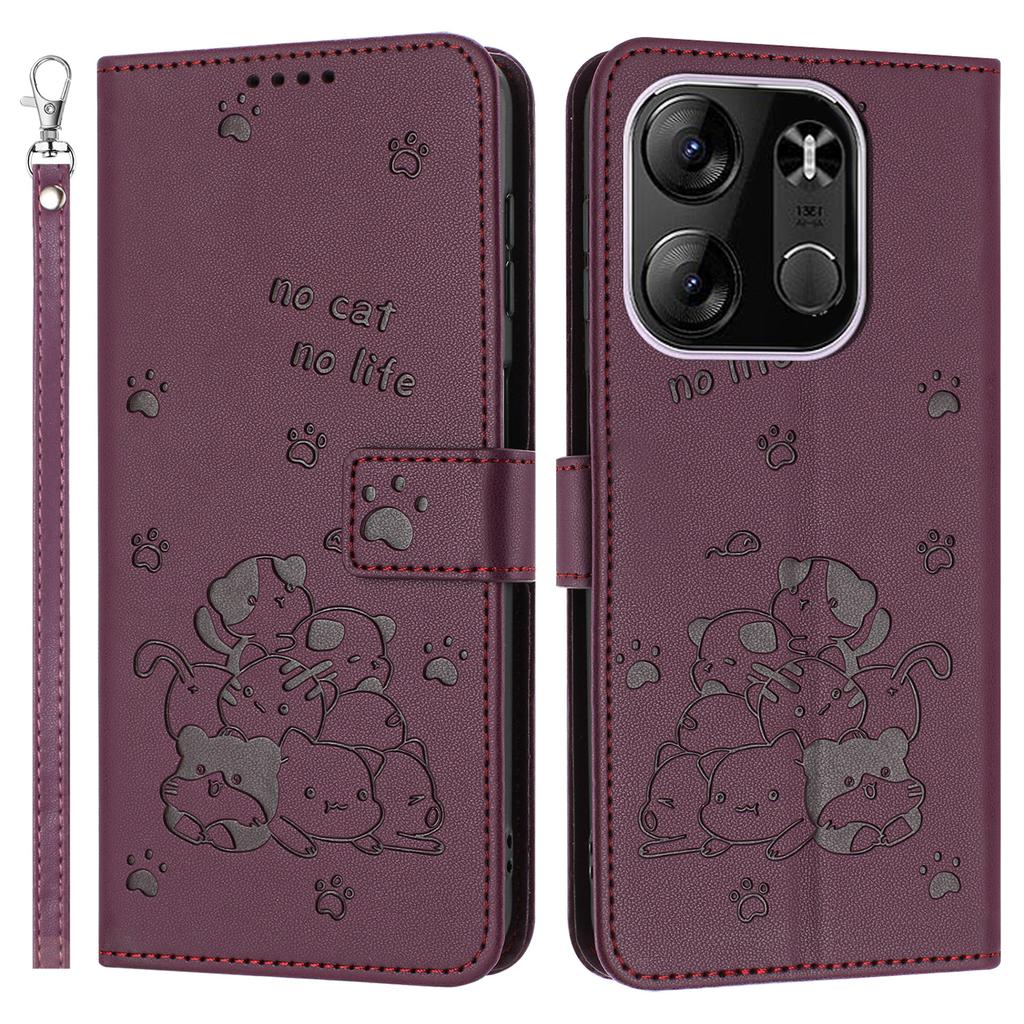 Cats Imprint Leather Case For TECNO Spark Go 2023 4G/Pop 7 Pro 4G/Pop 7/Infinix Smart 7 (India) 4G/Smart 7/Smart 7 HD