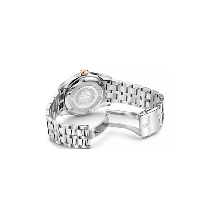 TITONI Plum Blossom Airmaster Series Automatic Mechanical Movement 50 Meters 40mm Black Dial Stainless Steel Case Stainless Steel Strap 83908-SRG-688