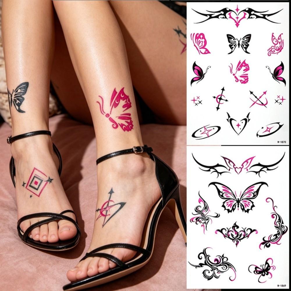 Totem Butterfly Body Art Sticker Y2k Spicy Girl Temporary Tattoo Instant Decals Abdominal Waist